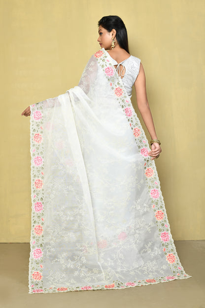 Designer White Saree