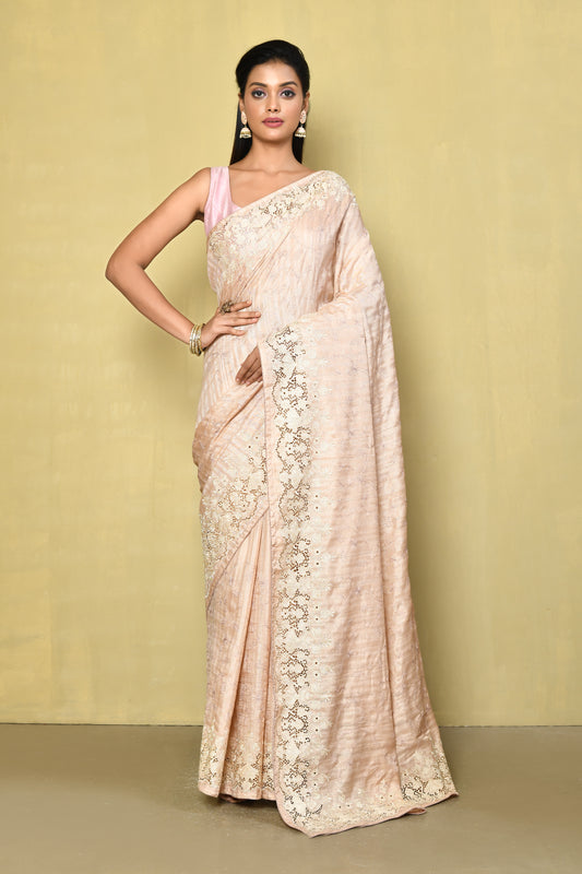 Designer Cream Saree