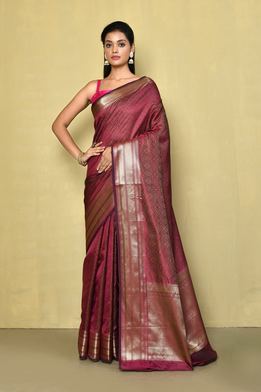 Designer Burgundy Saree