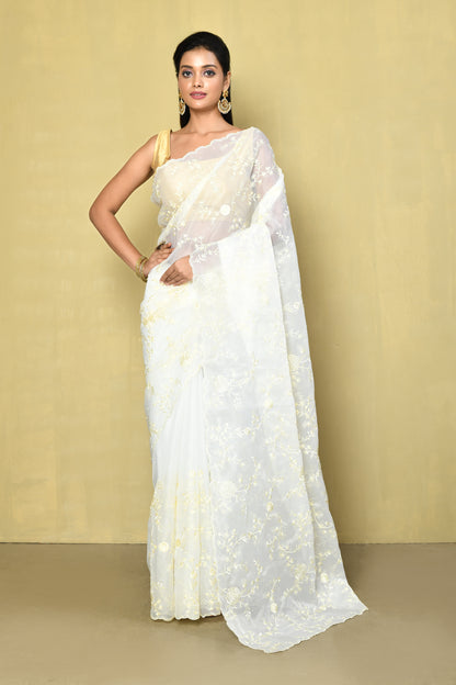 Designer white Saree