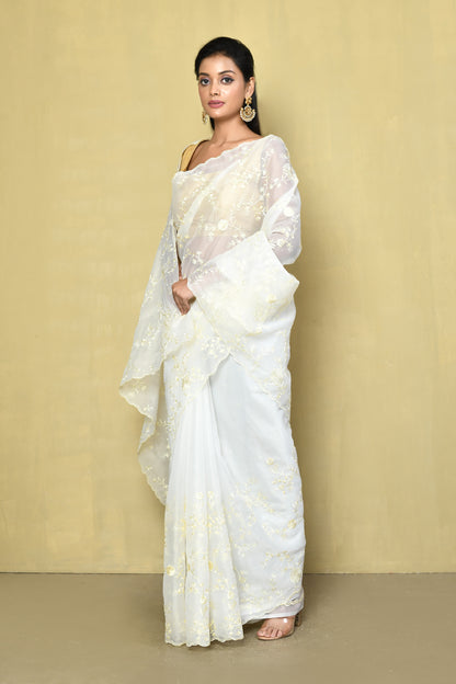 Designer white Saree