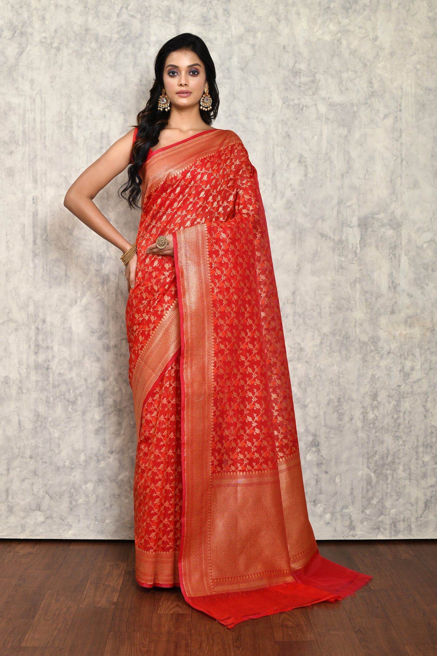 Red Chanderi Saree