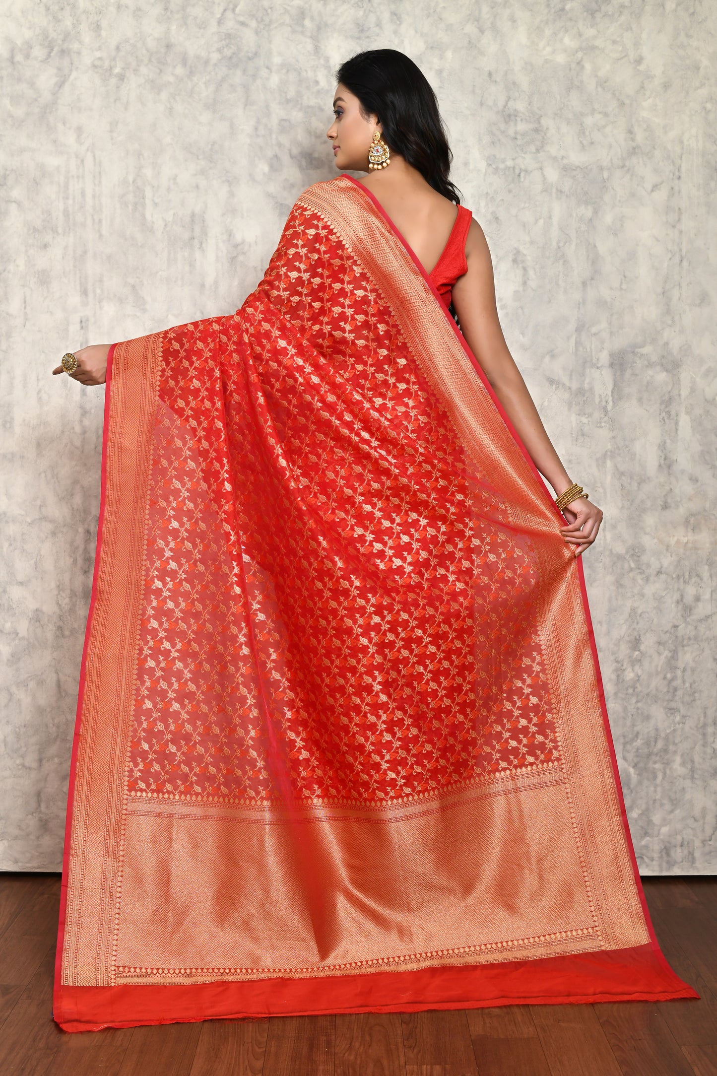 Red Chanderi Saree