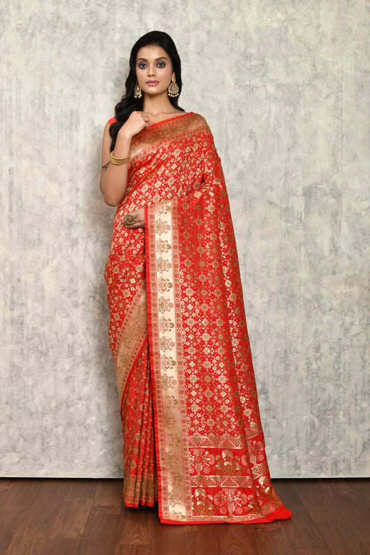 Red Chanderi Saree