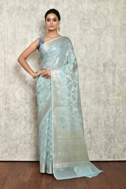 Sky Chanderi Saree