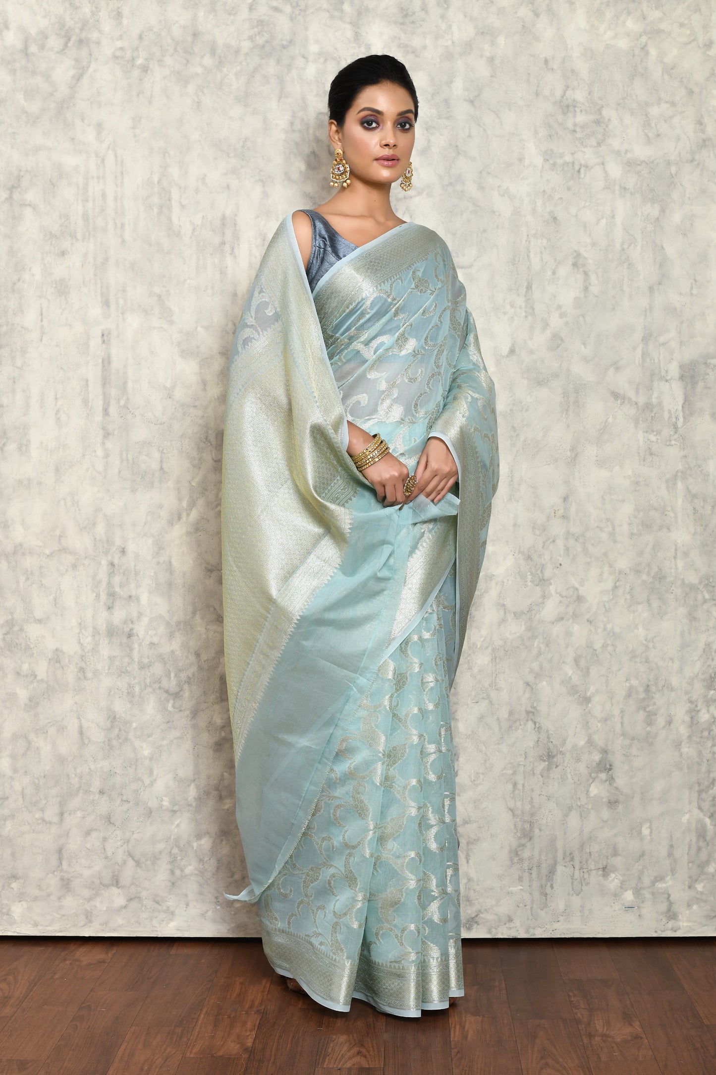 Sky Chanderi Saree