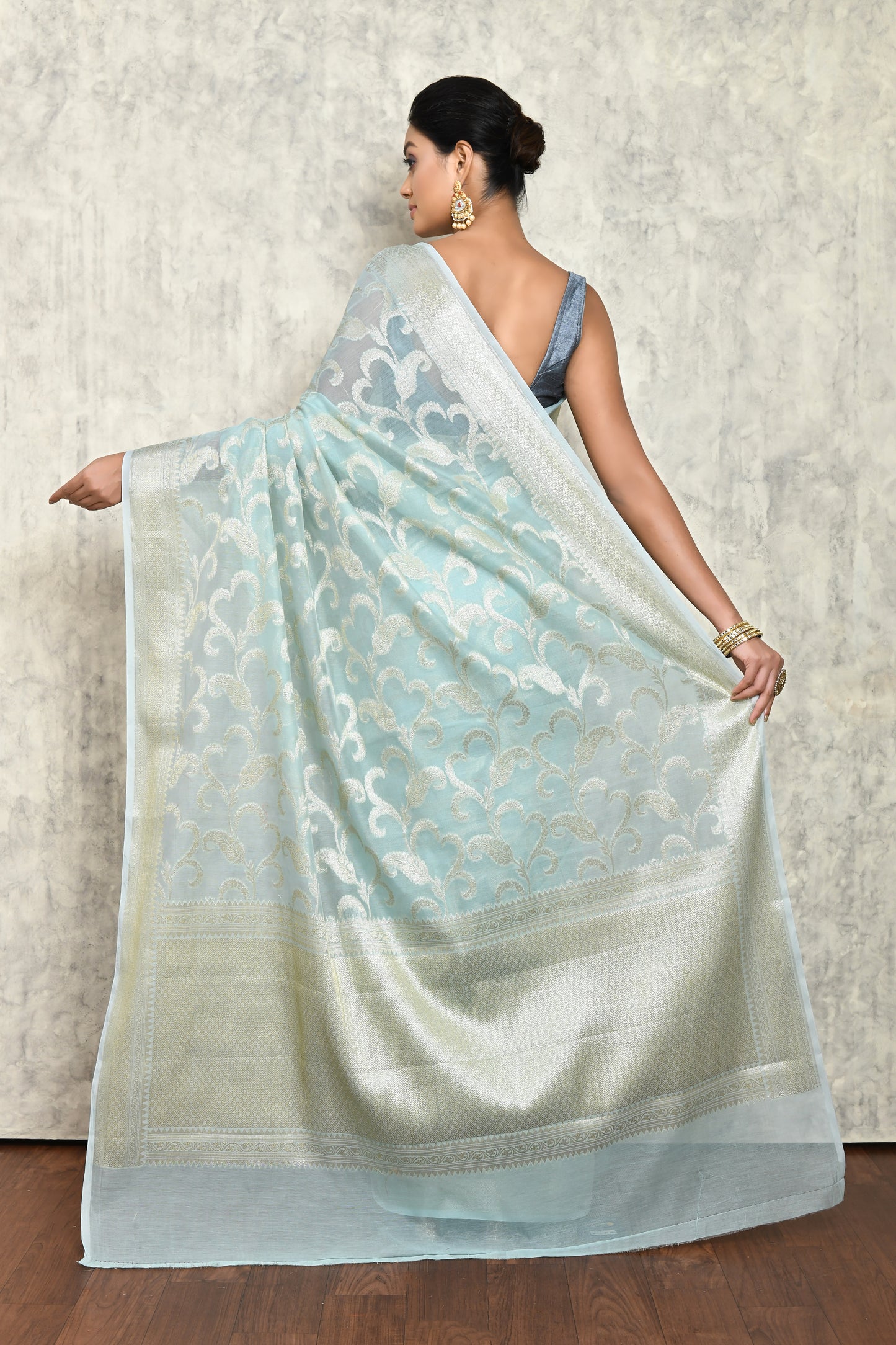 Sky Chanderi Saree