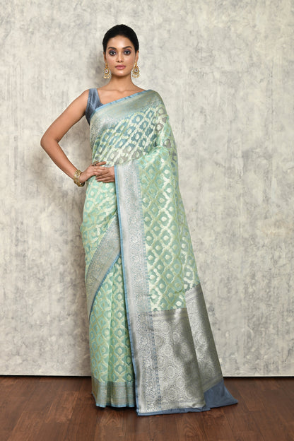 Sea Green Chanderi Saree