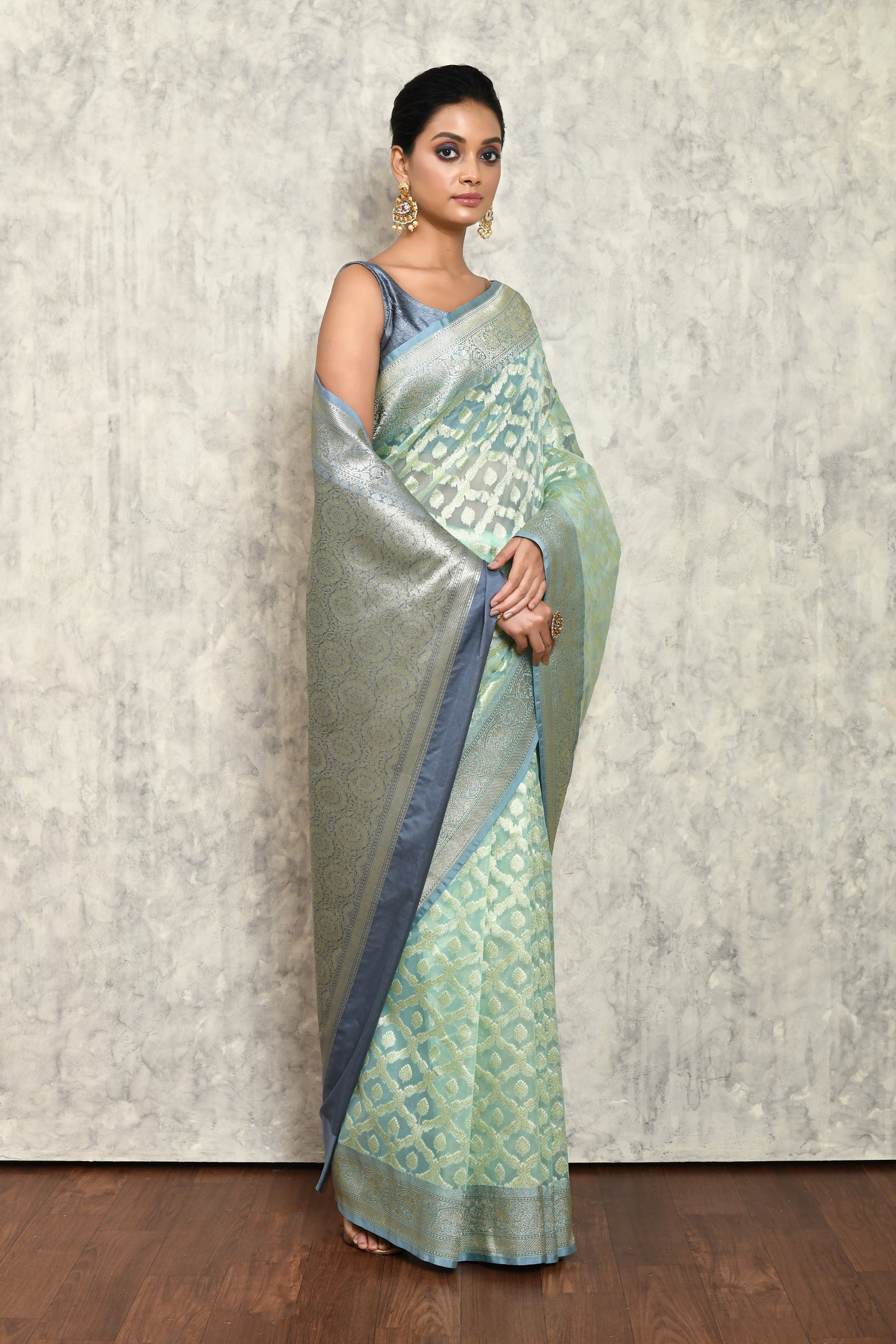 Sea Green Chanderi Saree