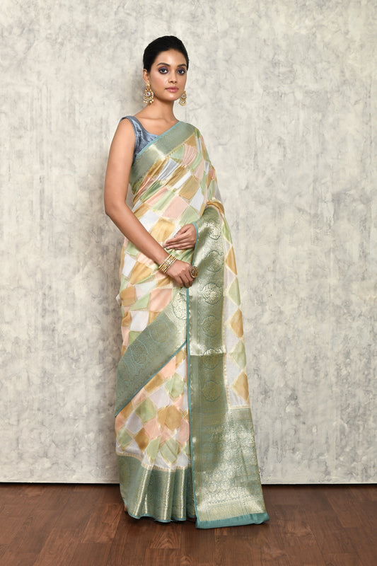 Sea Green Chanderi Saree