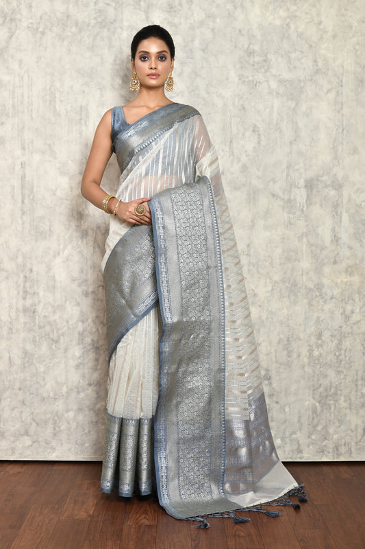 Off White Chanderi Saree