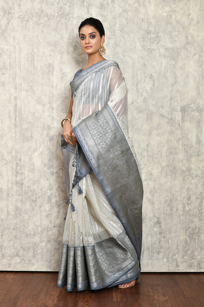 Off White Chanderi Saree