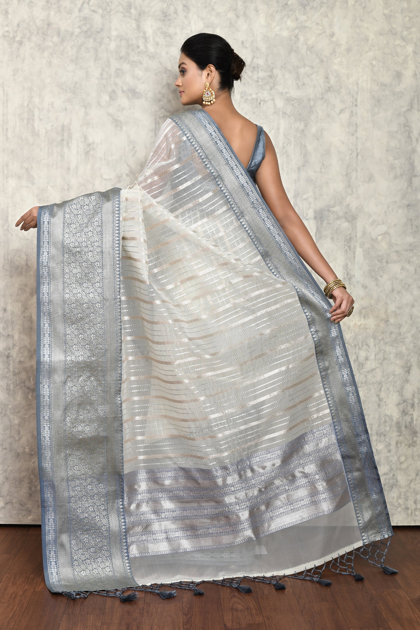 Off White Chanderi Saree