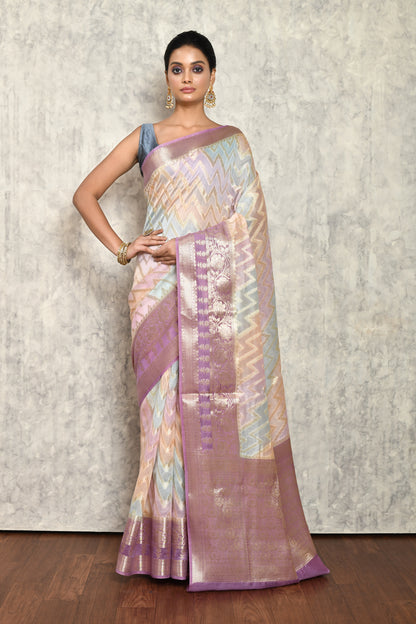 Lilac Chanderi Saree