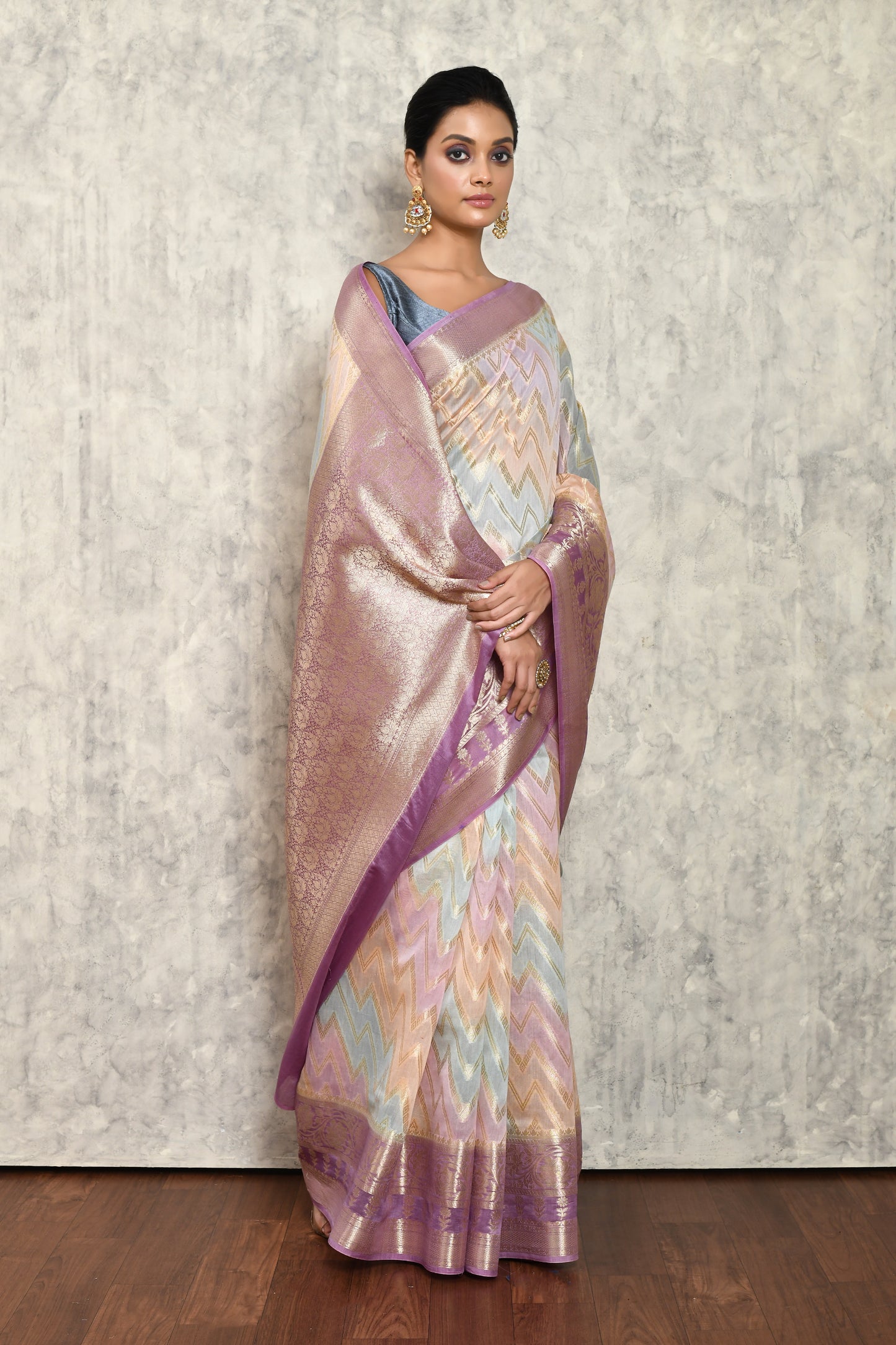 Lilac Chanderi Saree