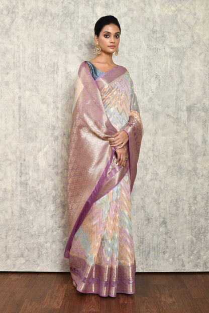 Lilac Chanderi Saree