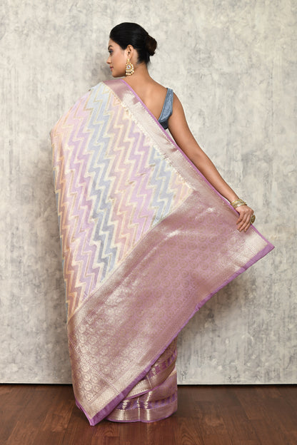 Lilac Chanderi Saree