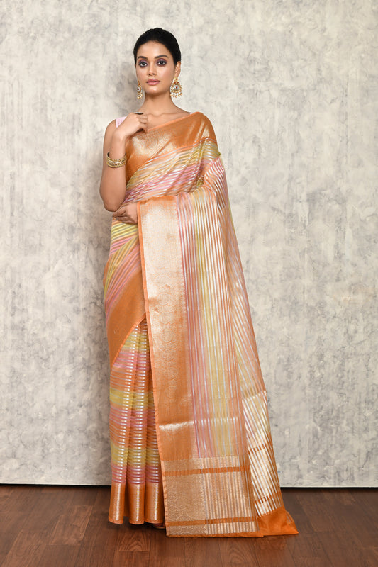 Orange Chanderi Saree