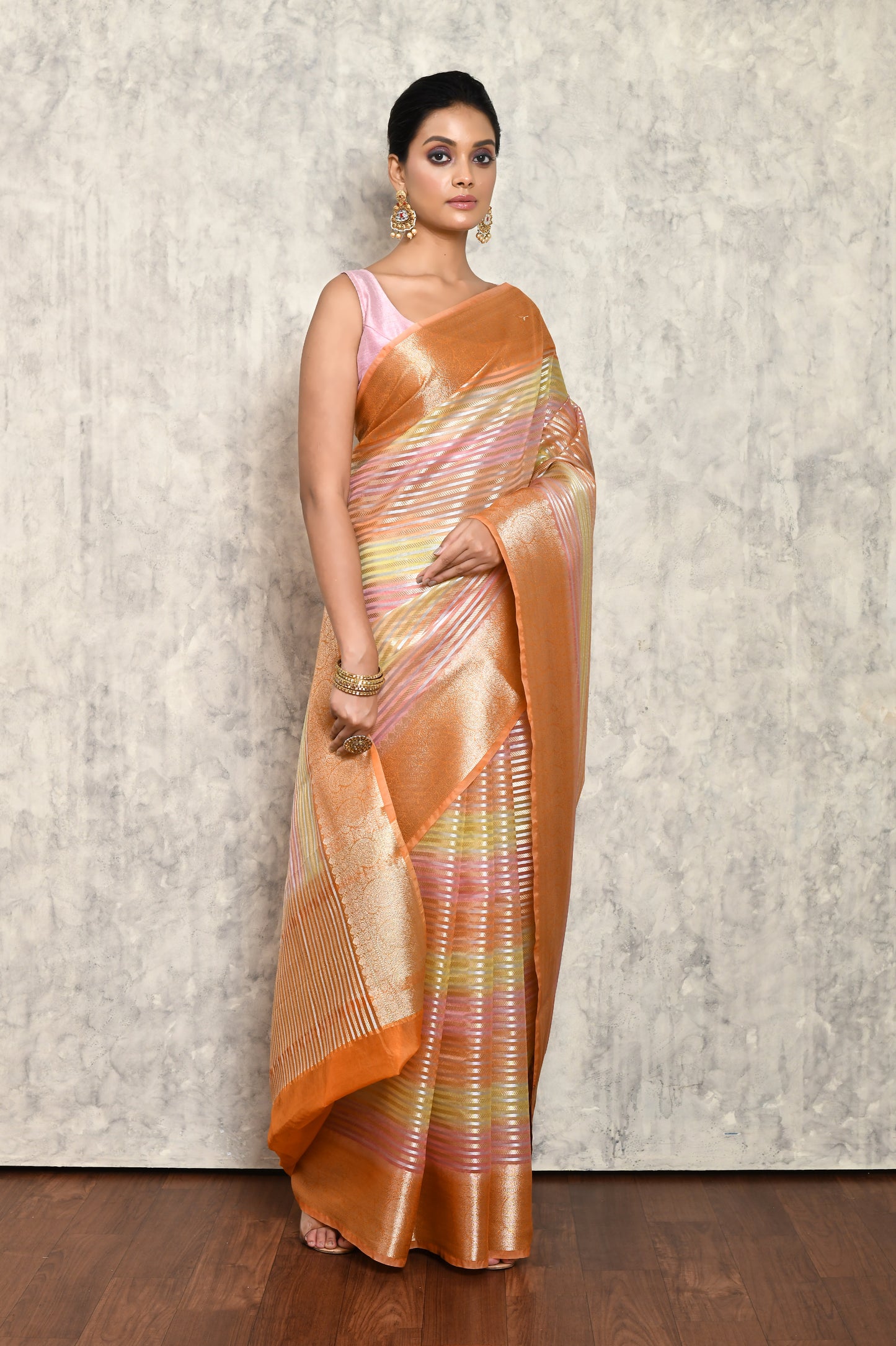 Orange Chanderi Saree