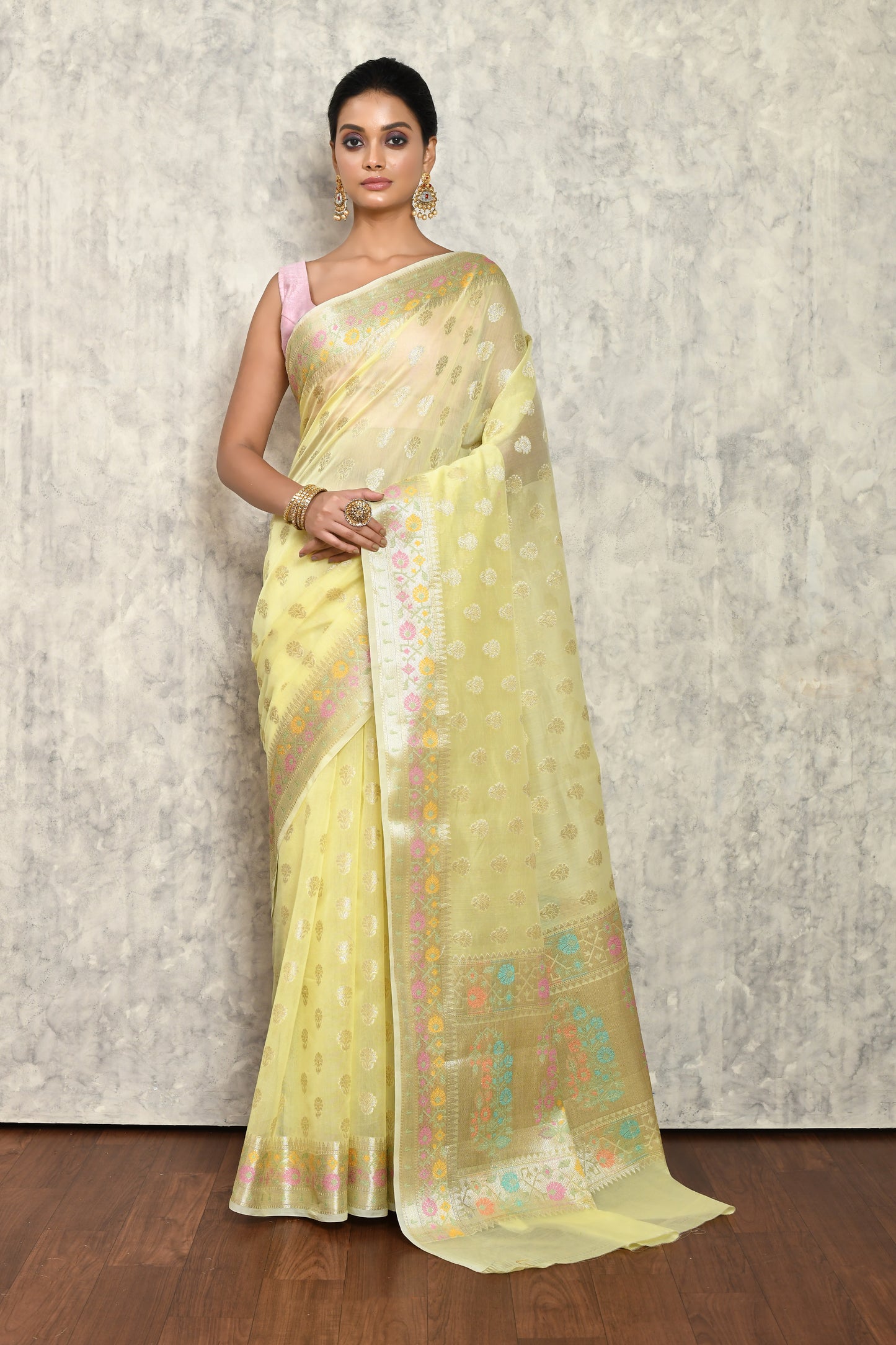 Yellow Chanderi Saree