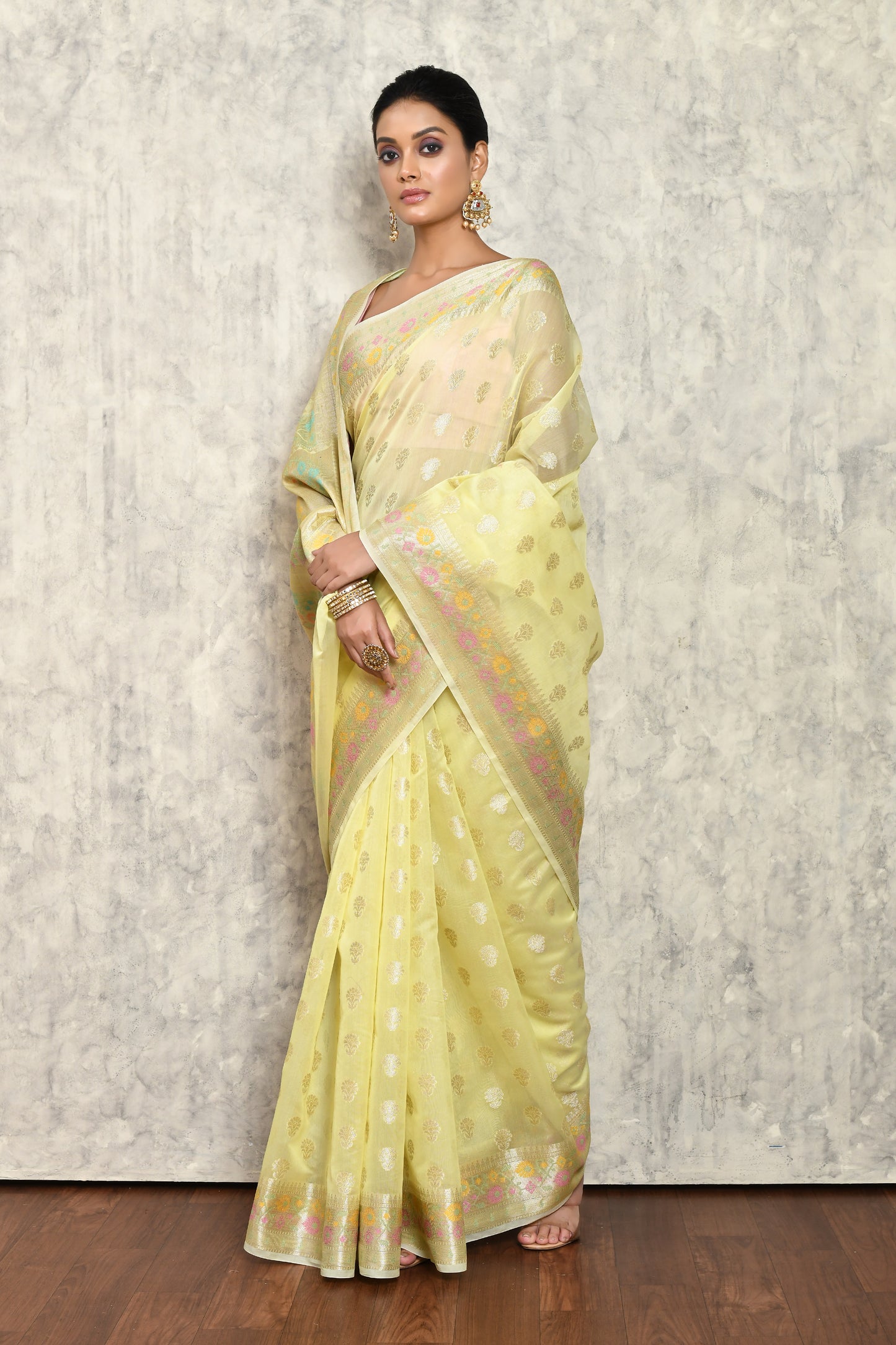 Yellow Chanderi Saree