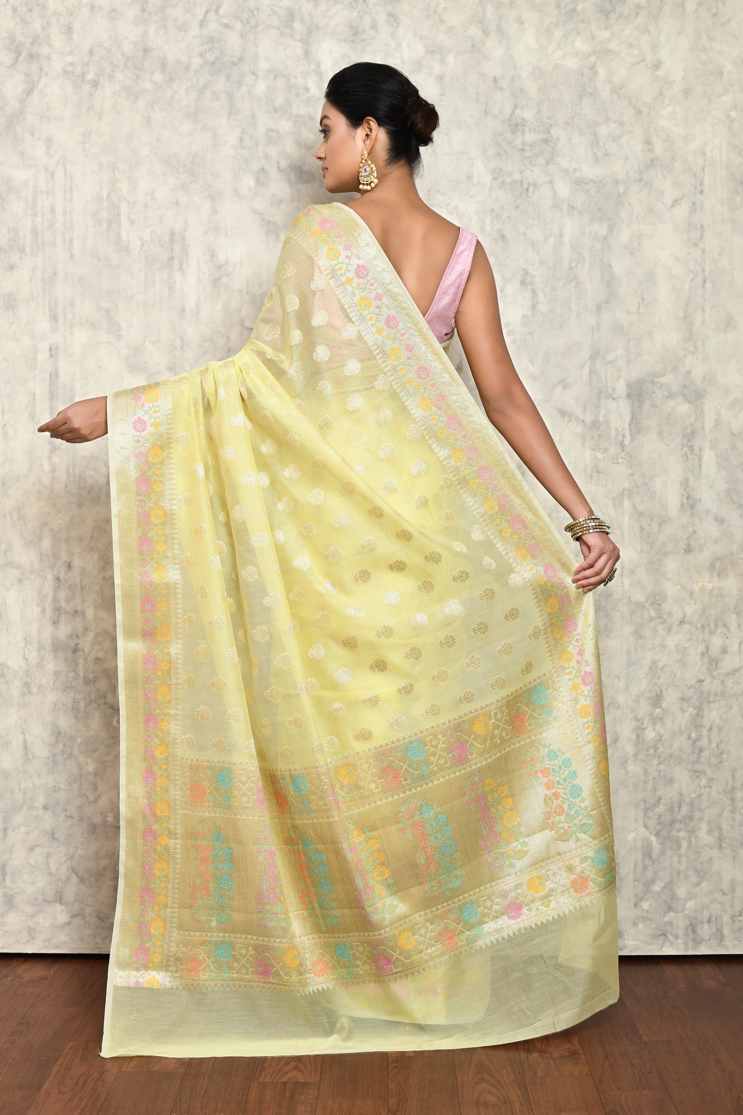 Yellow Chanderi Saree