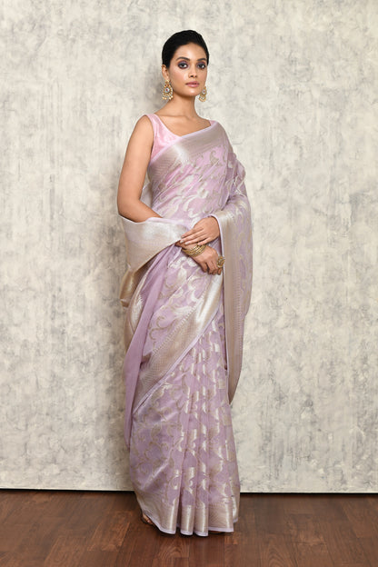 Lilac Chanderi Saree