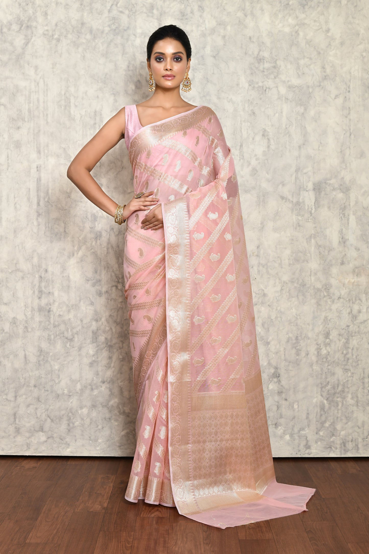 Pink Chanderi Saree