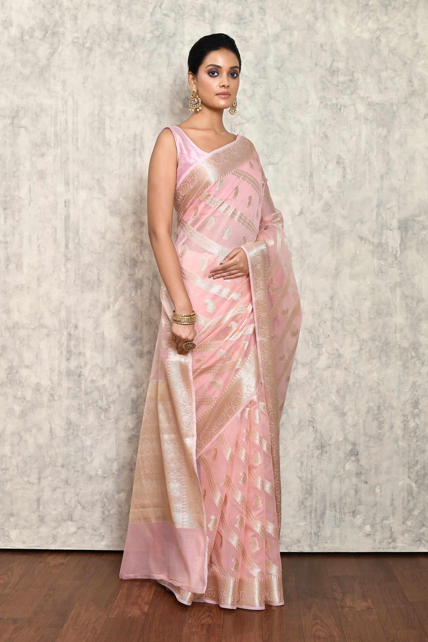 Pink Chanderi Saree