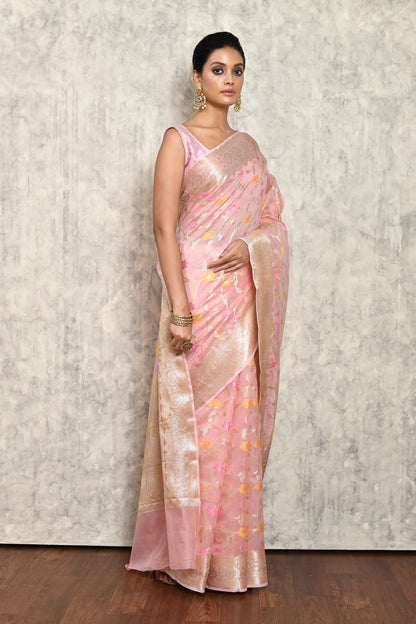 Pink Chanderi Saree