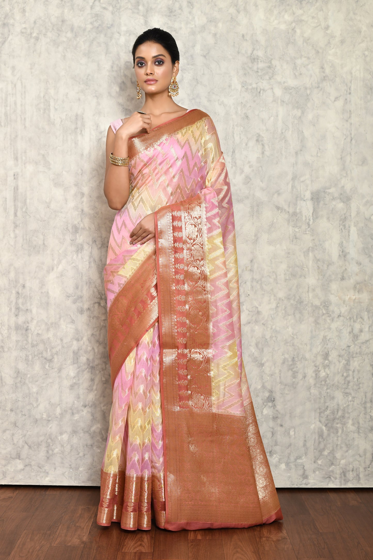 Pink Chanderi Saree