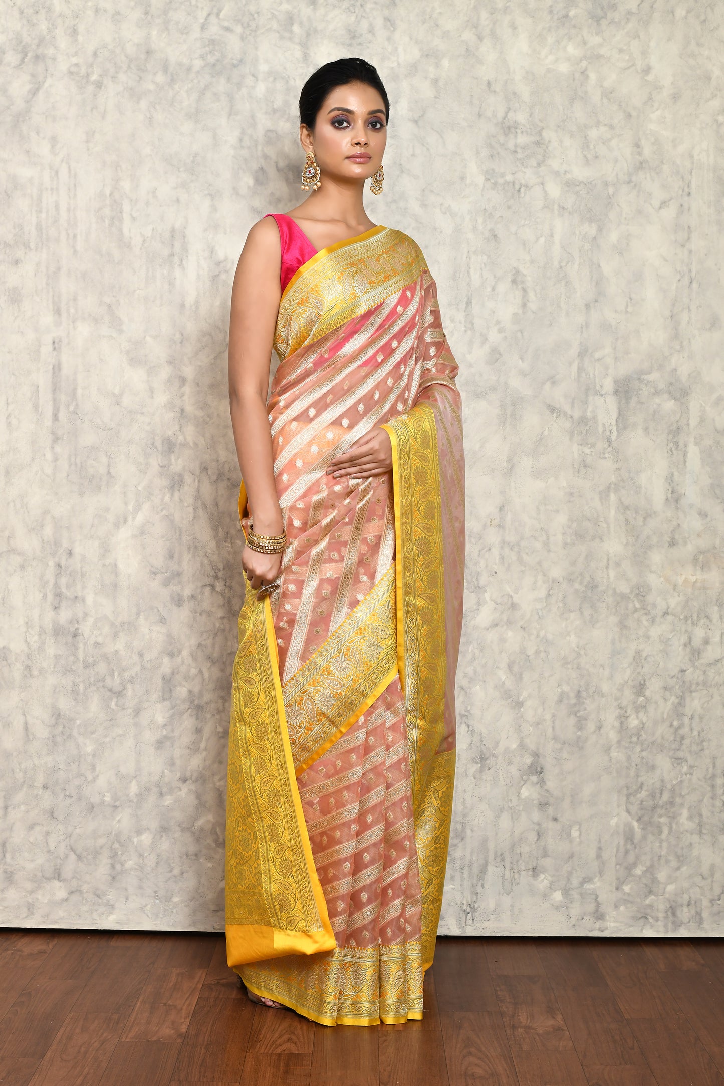 Pink Chanderi Saree