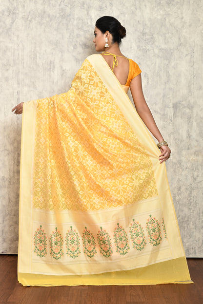 Yellow Chanderi Saree