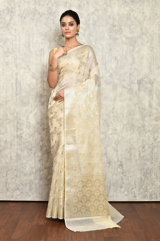 Beige Silk Saree