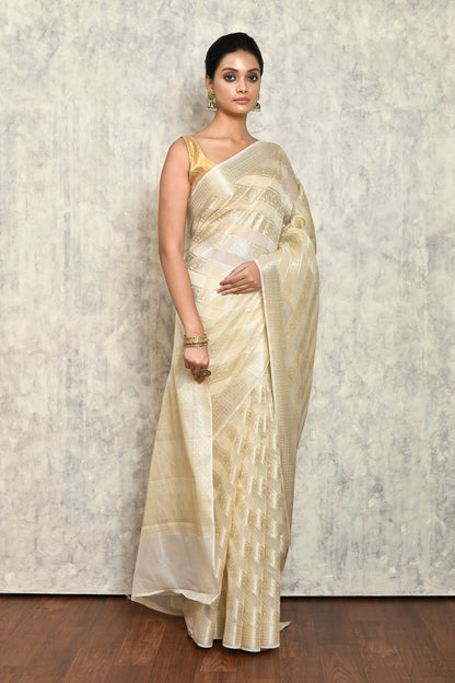 Beige Chanderi Saree