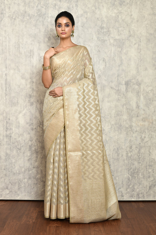 Beige Chanderi Saree