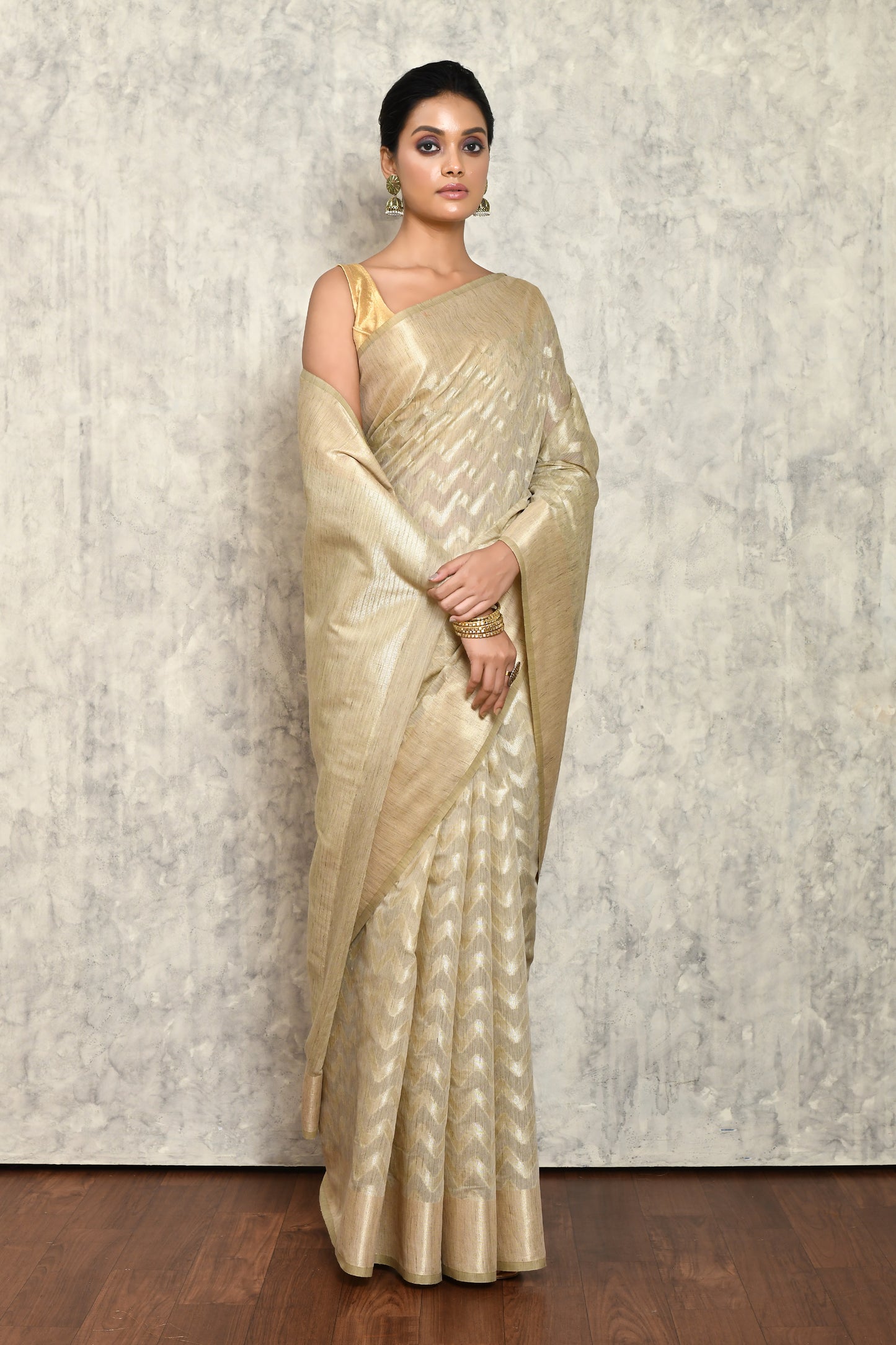 Beige Chanderi Saree