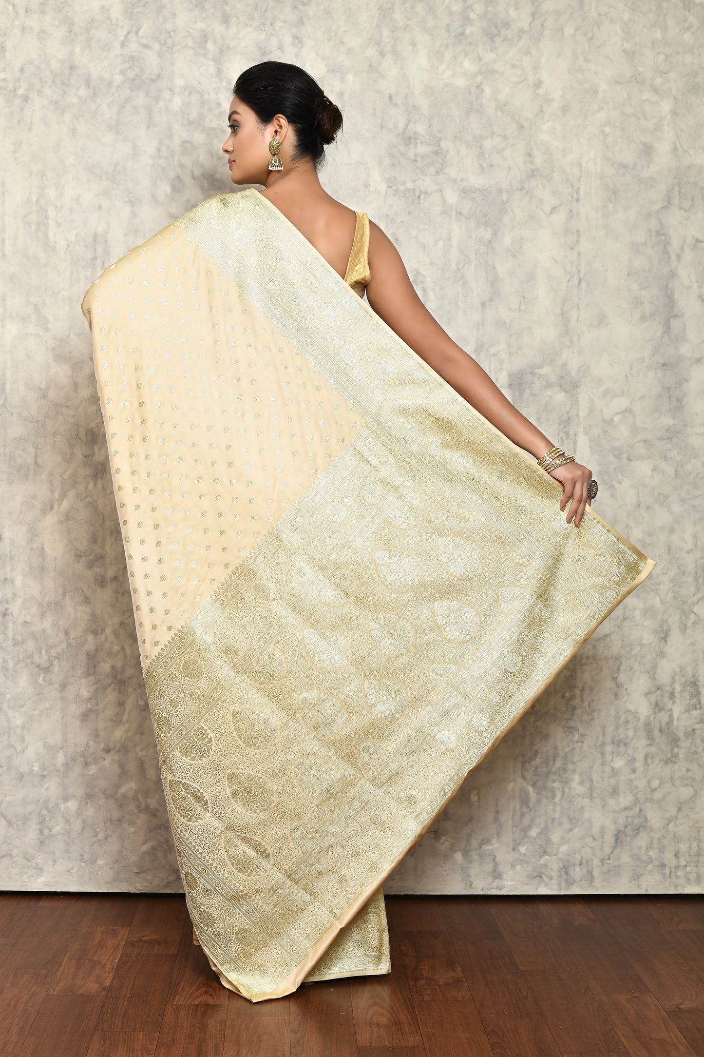 Beige Silk Saree