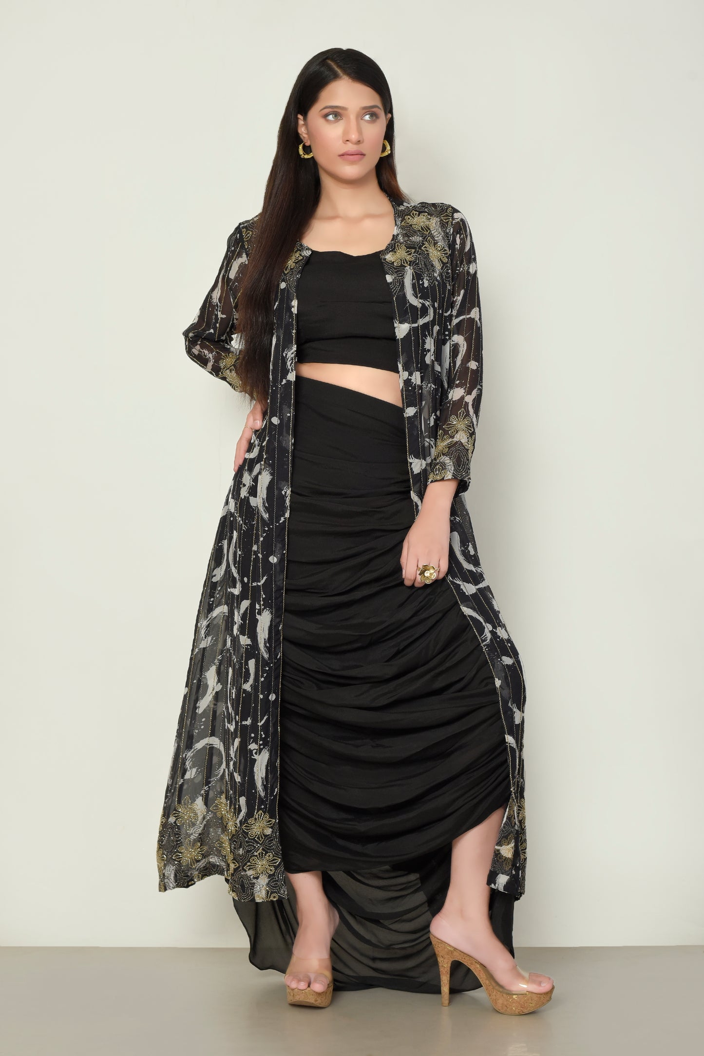 Designer Black Georgette Co-Ord Set