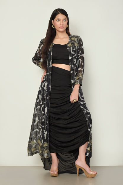 Designer Black Georgette Co-Ord Set