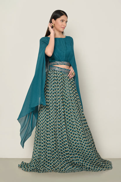 Designer Blue Georgette Co-Ord Set