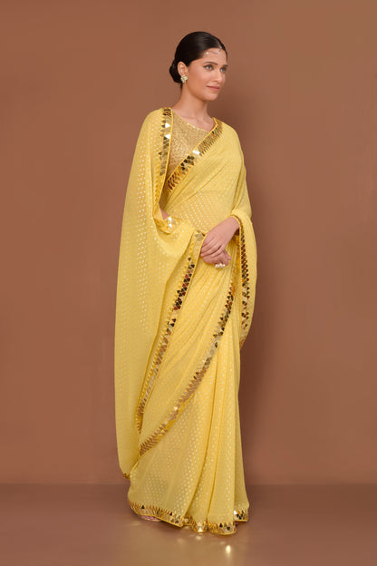 Designer Yellow Georgette Saree