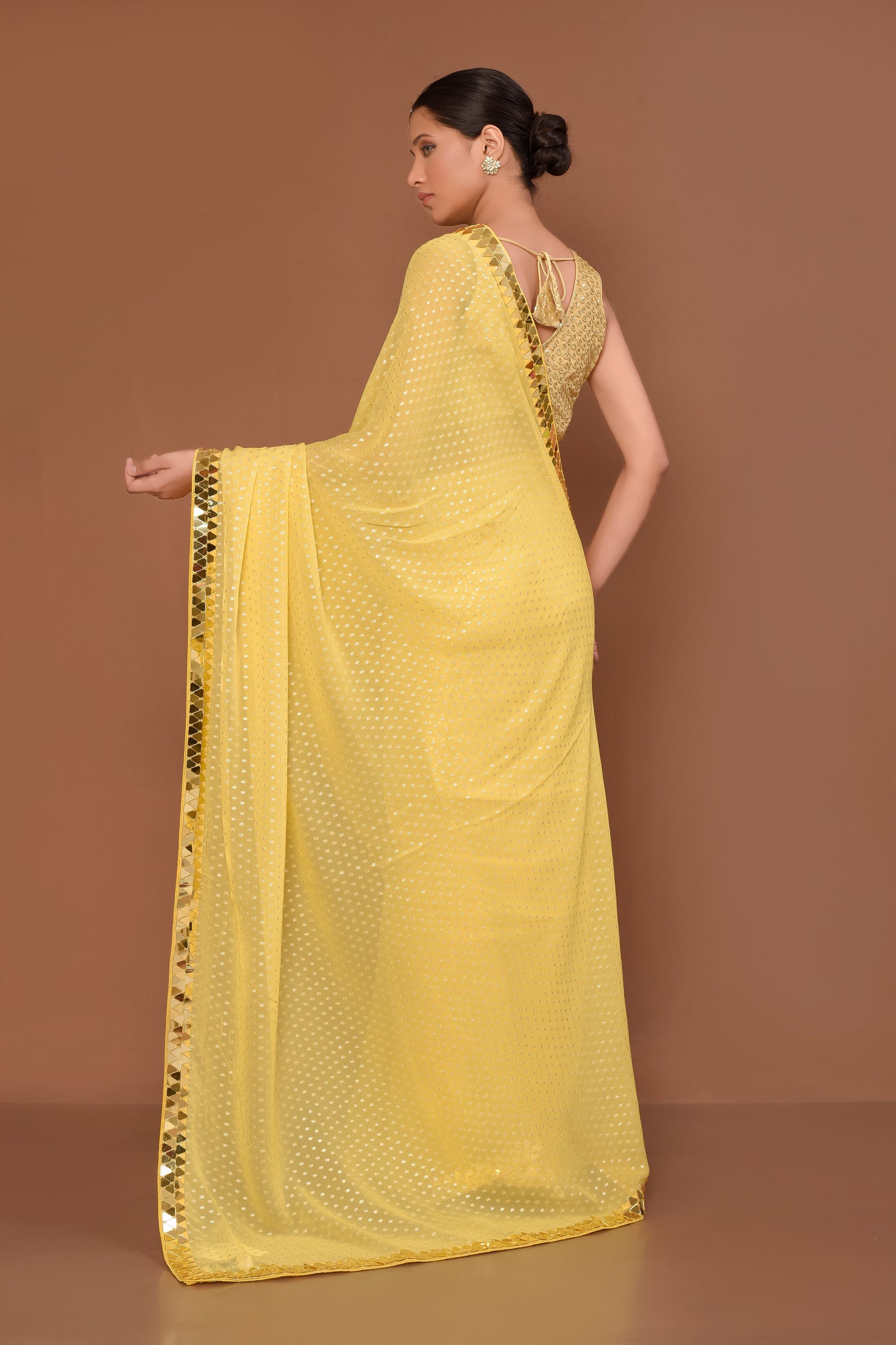 Designer Yellow Georgette Saree