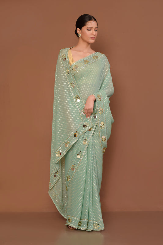 Designer Blue Georgette Saree