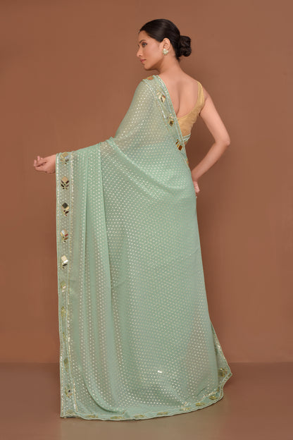 Designer Blue Georgette Saree