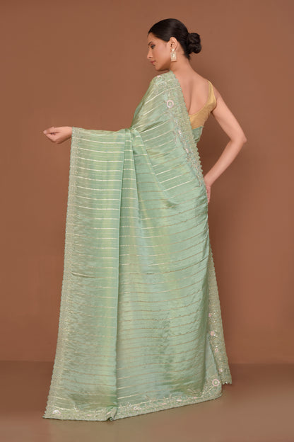 Designer Green Tissue Saree