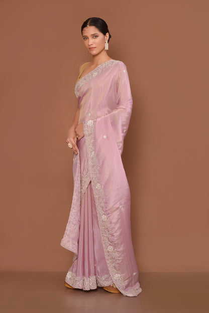 Designer Pink Tissue Saree