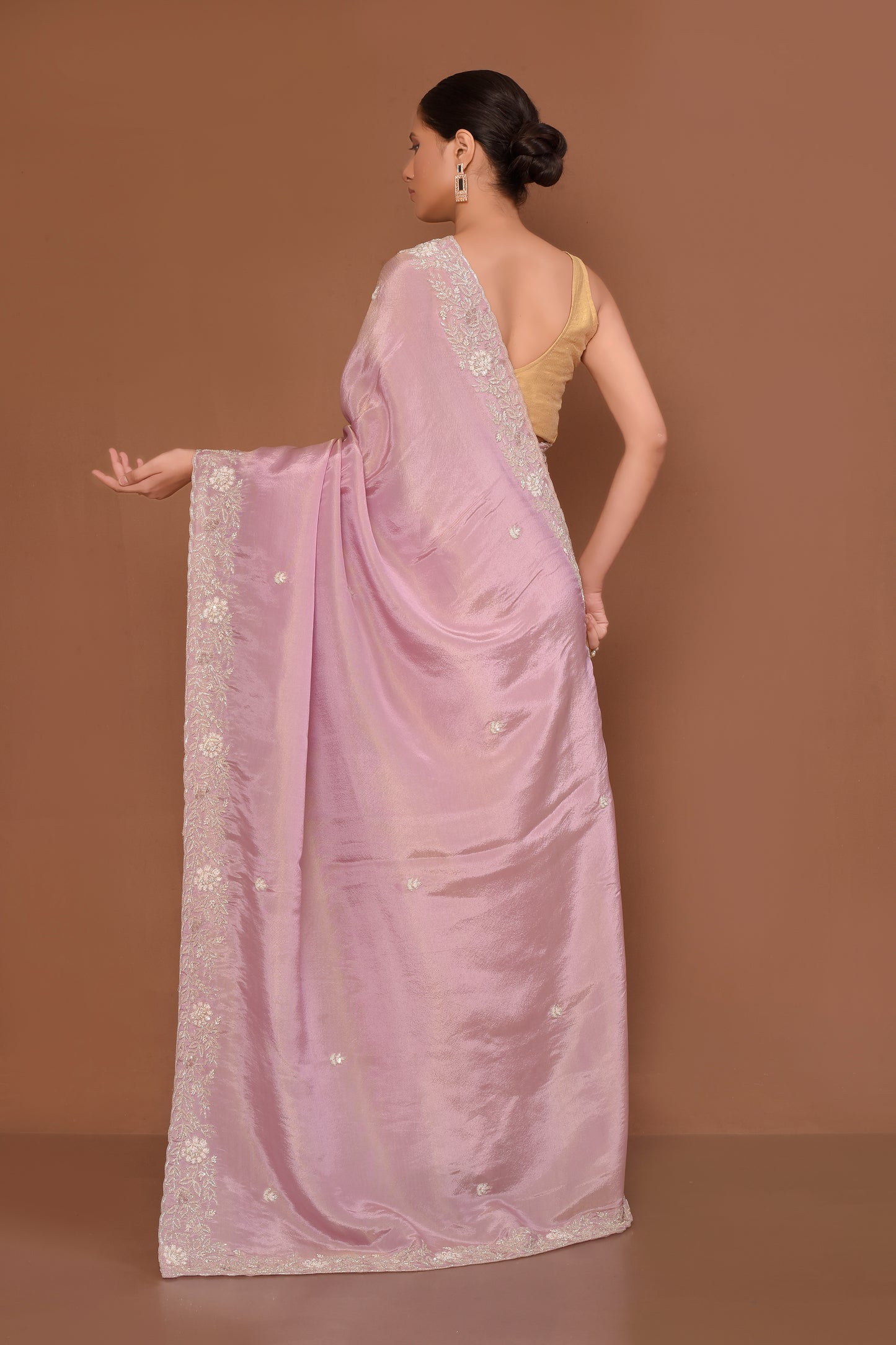 Designer Pink Tissue Saree