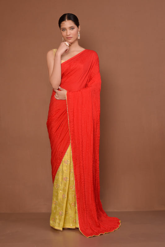 Designer Red Tissue Saree