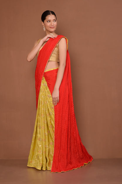 Designer Red Tissue Saree